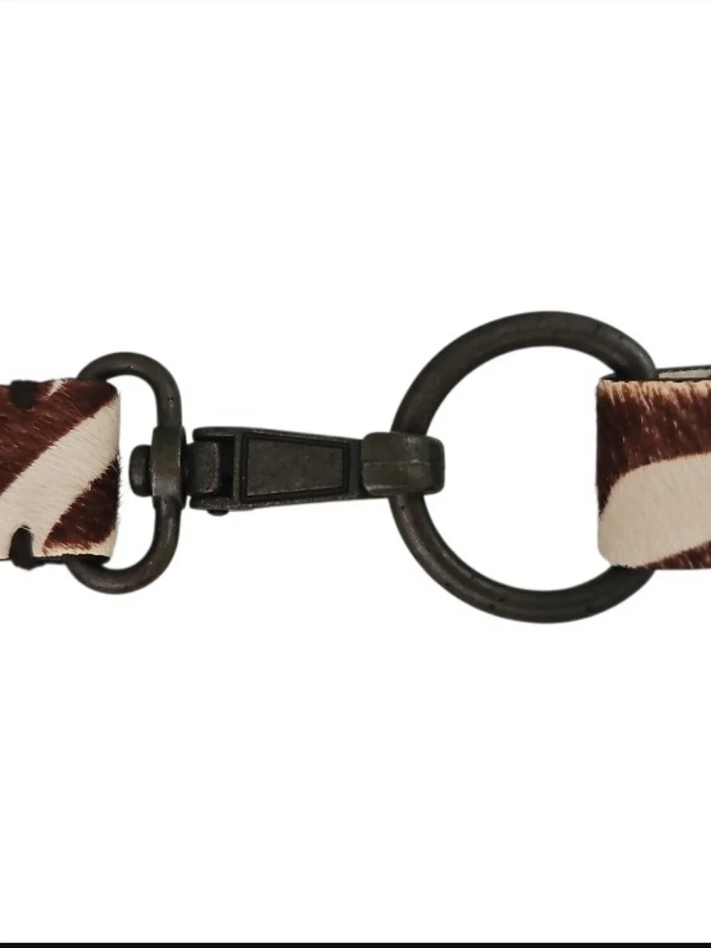J.Crew Hair On Leather Zebra Belt Sz S/M Equestrian Statement Animal Print Brown - Picture 2 of 14